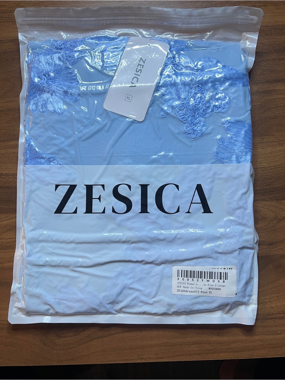 Strapless Light Blue Floral Appliqué Mini Dress - Picture 11 of 15